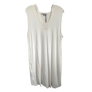 Green Envelope Women's Hooded Shirt Dress Sleeveless Rayon Size L White